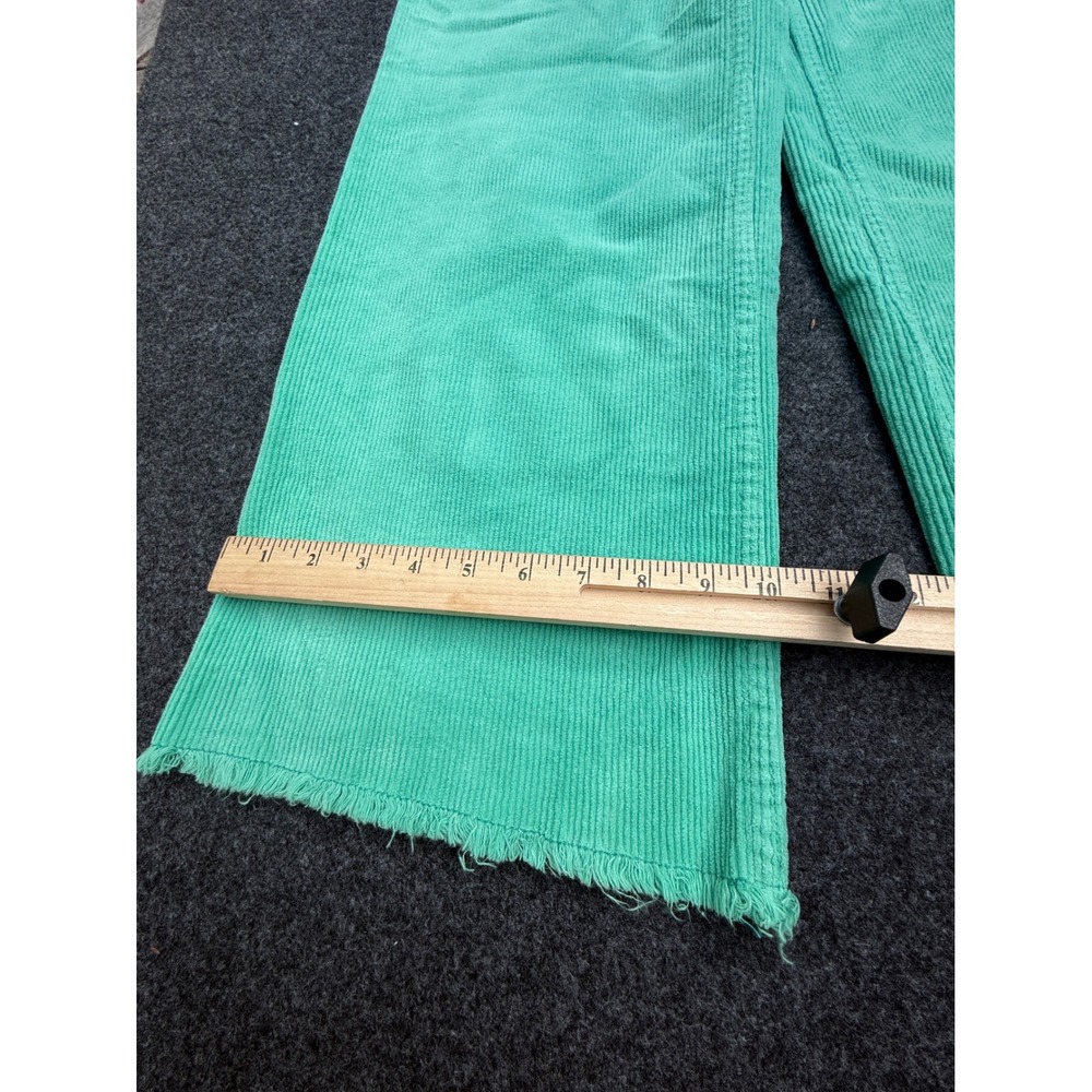 Billabong Pants Womens 26 Green Corduroy High Rise Wide Leg Raw Hem Coastal - Picture 3 of 10